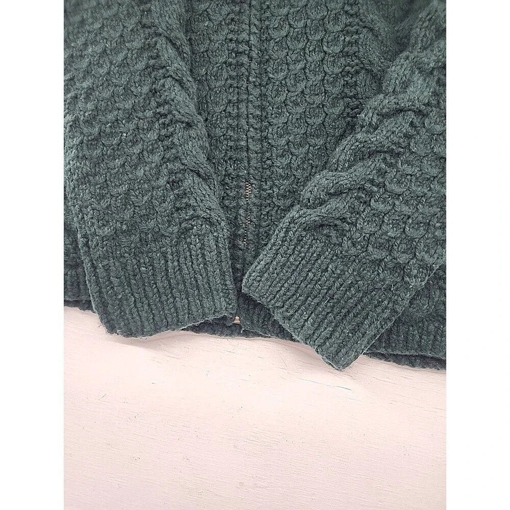 Vtg Limited America Small | Wool Blend Emerald Green Cable Knit Cardigan Sweater